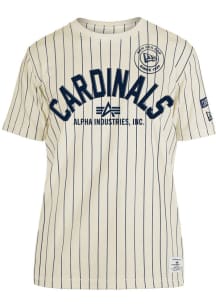 New Era St Louis Cardinals Ivory Alpha Pinstripe Short Sleeve Fashion T Shirt