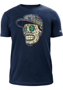 New Era New York Yankees Navy Blue Sugar Skulls Cap Short Sleeve T Shirt