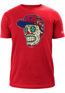 New Era Philadelphia Phillies Red Sugar Skulls Cap Short Sleeve T Shirt