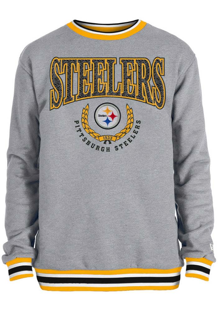 New Era Pittsburgh Steelers THROWBACK Long Sleeve Fashion Sweatshirt Grey