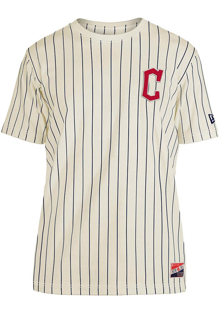 Women's New Era White/Navy Cleveland Indians Team Pinstripe Jersey Tank Top