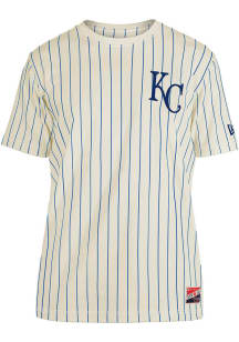 New Era Kansas City Royals Ivory Throwback Pinstripe Short Sleeve Fashion T Shirt