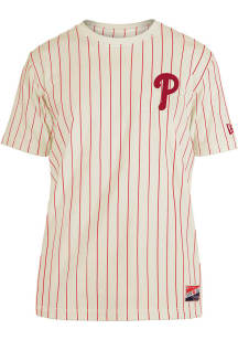 New Era Philadelphia Phillies Ivory Throwback Pinstripe Short Sleeve Fashion T Shirt