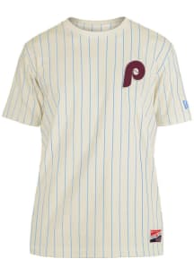New Era Philadelphia Phillies Ivory Throwback Pinstripe Short Sleeve Fashion T Shirt