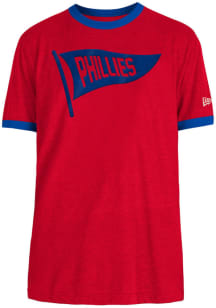 New Era Philadelphia Phillies Red Throwback Pennant Ringer Short Sleeve Fashion T Shirt
