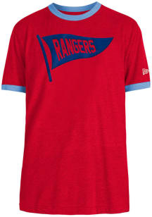 New Era Texas Rangers Red Throwback Pennant Ringer Short Sleeve Fashion T Shirt
