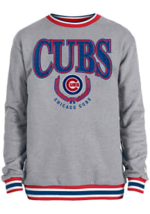 New Era Chicago Cubs Mens Grey Throwback Cuff Stripe Long Sleeve Fashion Sweatshirt