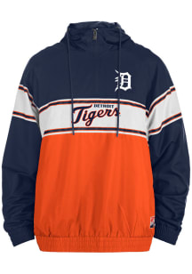 New Era Detroit Tigers Mens Navy Blue Throwback Ripstop Pullover Jackets