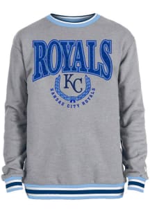 New Era Kansas City Royals Mens Grey Throwback Cuff Stripe Long Sleeve Fashion Sweatshirt