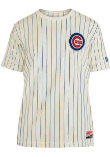 New Era Chicago Cubs Ivory Throwback Pinstripe Short Sleeve Fashion T Shirt