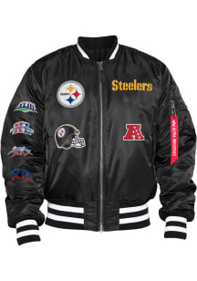New Era Pittsburgh Steelers Mens Black Alpha Bomber Medium Weight Jacket