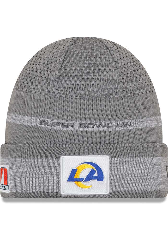 New Era Los Angeles Rams Grey NFL 2021 Super Bowl LVI Opening Night Knit Mens Knit Hat