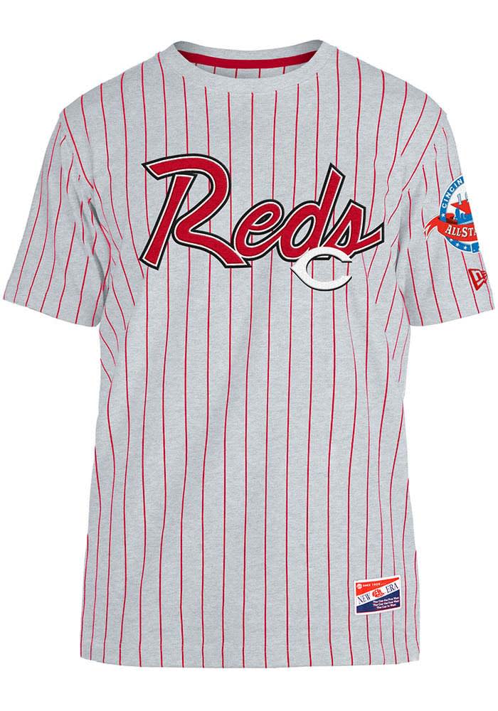 New Era Cincinnati Reds Grey THROWBACK Design Short Sleeve Fashion T Shirt