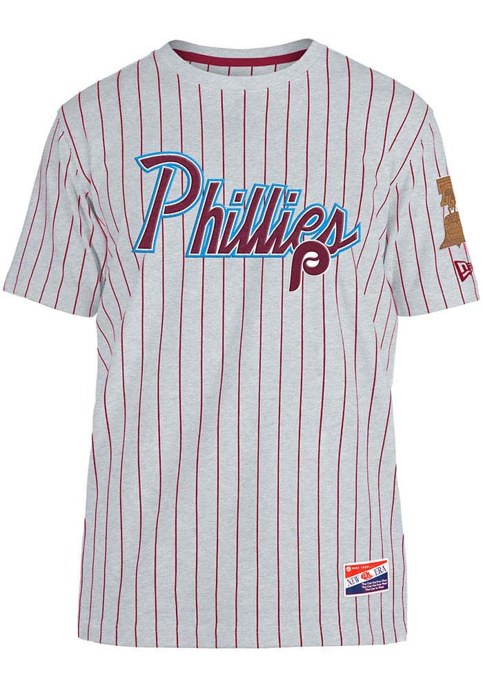 New Era Philadelphia Phillies Grey Throwback Henley Short Sleeve