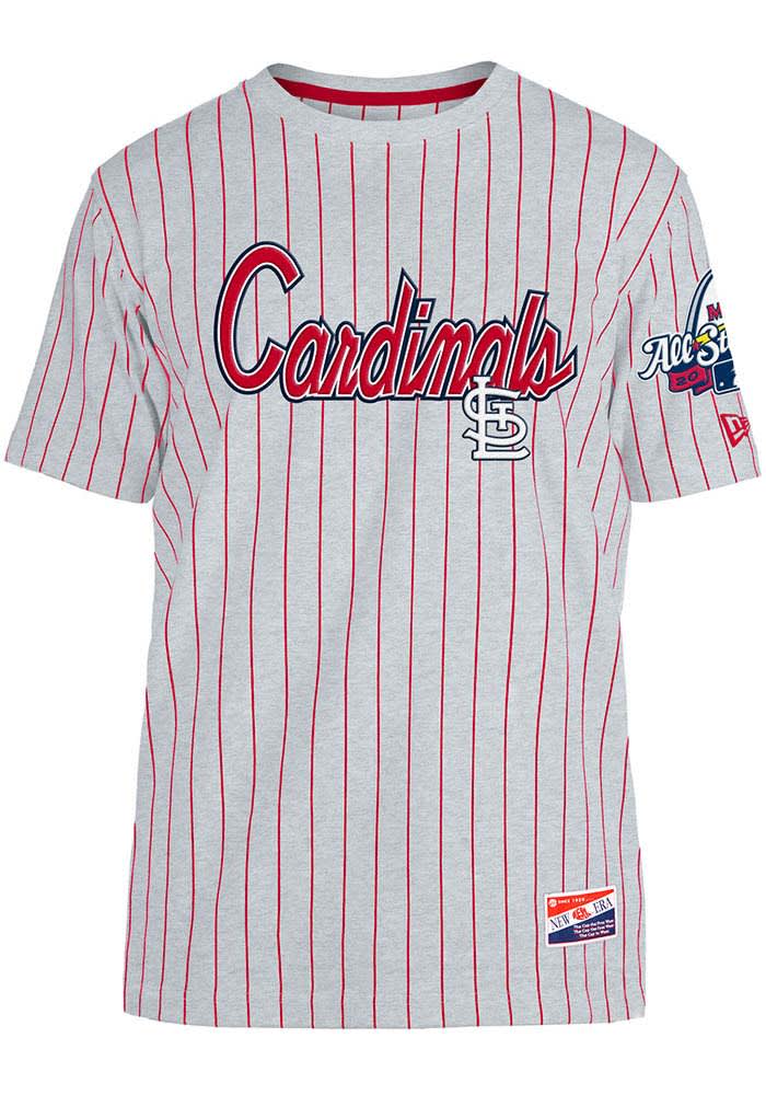 New Era St Louis Cardinals Grey Throwback Pinstripe Short Sleeve Fashion T  Shirt