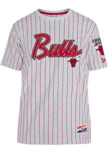 New Era Chicago Bulls Grey THROWBACK Short Sleeve Fashion T Shirt