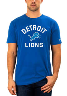 New Era Detroit Lions Blue Arch Mascot Short Sleeve T Shirt