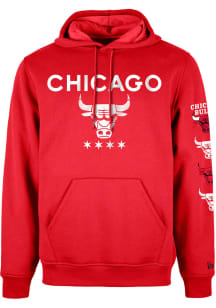 New Era Chicago Bulls Mens Red City Edition Long Sleeve Hoodie
