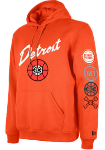 New Era Detroit Pistons Mens Orange City Edition Long Sleeve Hoodie