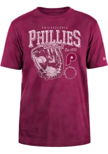 New Era Philadelphia Phillies Maroon Old School Sport Short Sleeve T Shirt
