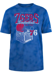 New Era Philadelphia 76ers Blue Old School Sport Short Sleeve T Shirt