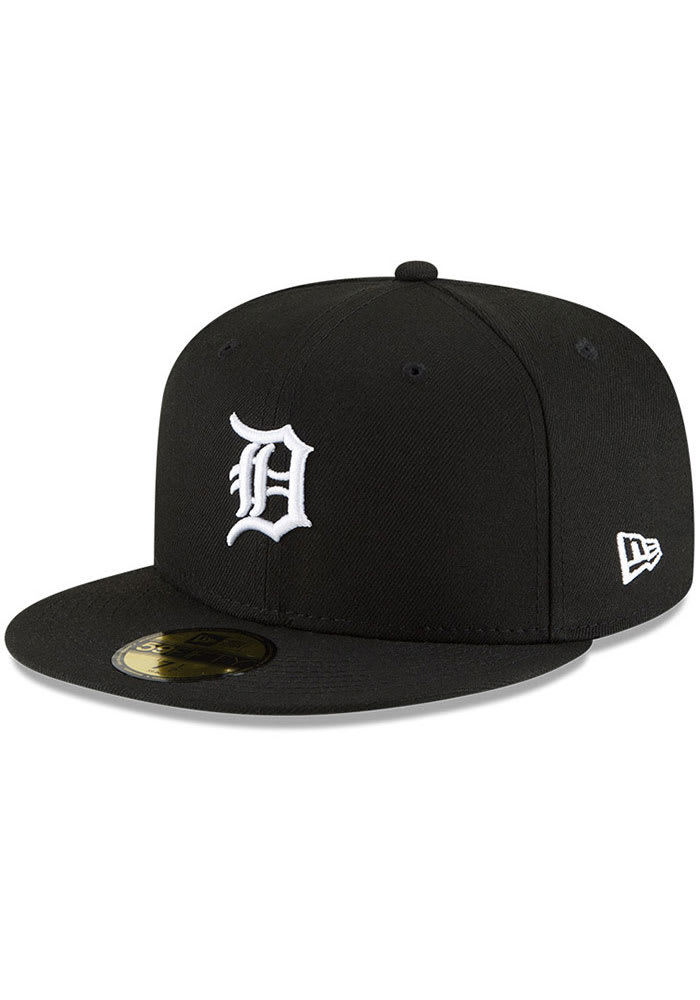 Detroit Tigers White Logo 59FIFTY Black New Era Fitted Hat
