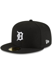 New Era Detroit Tigers Mens Black White Logo 59FIFTY Fitted Hat