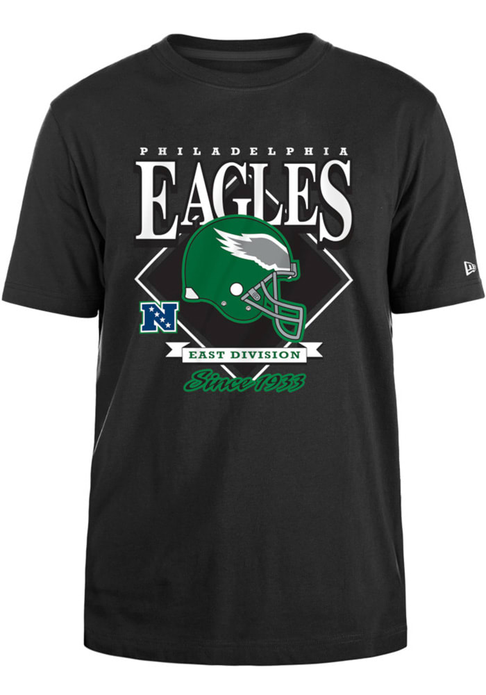 New Era Philadelphia Eagles Black Throwback Short Sleeve T Shirt, Black, 100% Cotton, Size M, Rally House