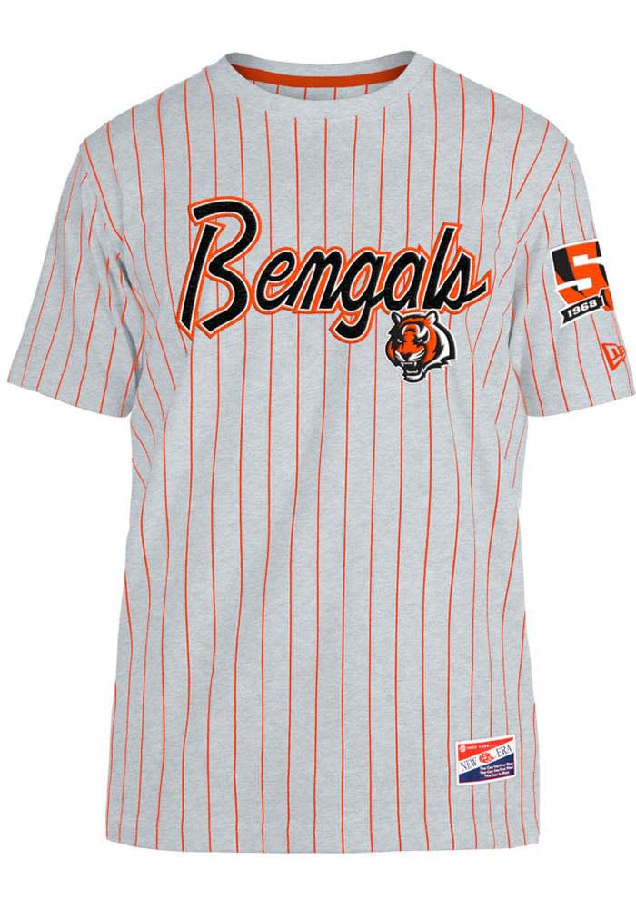 Cincinnati Bengals Throwback Striped T-Shirt, Gray - Size: L, NFL by New Era