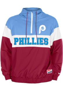 New Era Philadelphia Phillies Mens Maroon Coop Windbreaker Pullover Jackets