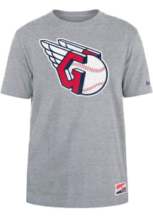 New Era Cleveland Guardians Grey Throwback Short Sleeve T Shirt
