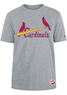 New Era St Louis Cardinals Grey Coop Throwback Short Sleeve T Shirt
