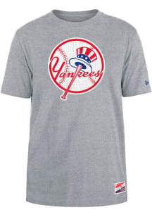 New Era New York Yankees Grey Throwback Short Sleeve T Shirt