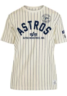 New Era Houston Astros Ivory Alpha Pinstripe Short Sleeve Fashion T Shirt