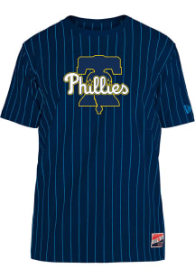 New Era Philadelphia Phillies Navy Blue Throwback City Connect Pinstripe Short Sleeve Fashion T ..