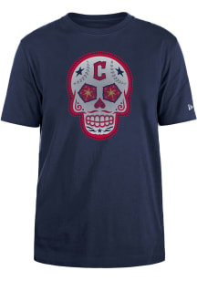 New Era Cleveland Guardians Navy Blue Sugar Skull Short Sleeve T Shirt