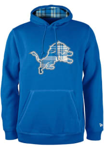 New Era Detroit Lions Mens Blue 3rd Down Plaid Fashion Hood