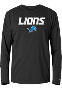 New Era Detroit Lions Black Flat Name Logo Long Sleeve T Shirt