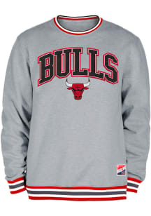 New Era Chicago Bulls Mens Grey Throwback Long Sleeve Fashion Sweatshirt