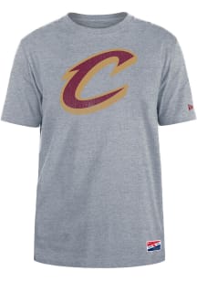 New Era Cleveland Cavaliers Grey Throwback Short Sleeve T Shirt