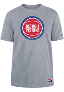 New Era Detroit Pistons Grey Throwback Short Sleeve T Shirt