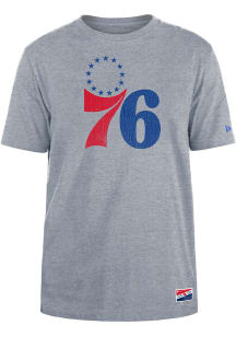 New Era Philadelphia 76ers Grey Throwback Short Sleeve T Shirt