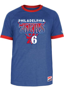 New Era Philadelphia 76ers Blue Throwback Short Sleeve T Shirt