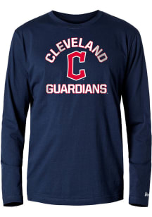 New Era Cleveland Guardians Navy Blue Cotton Long Sleeve T Shirt