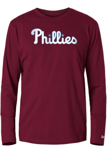 New Era Philadelphia Phillies Maroon Cotton Long Sleeve T Shirt