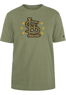 New Era St Louis Cardinals Olive Armed Forces Day 2024 Short Sleeve T Shirt