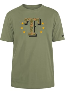 New Era Texas Rangers Olive Armed Forces Day 2024 Short Sleeve T Shirt