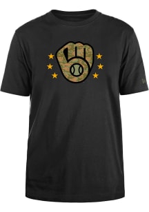 New Era Milwaukee Brewers Black Armed Forces Day 2024 Short Sleeve T Shirt