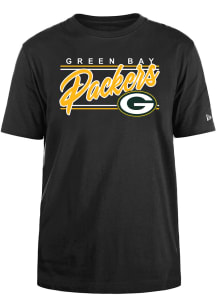 New Era Green Bay Packers Black Wordmark Short Sleeve T Shirt