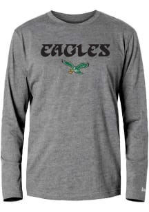 New Era Philadelphia Eagles Grey Vintage Wordmark Long Sleeve T Shirt